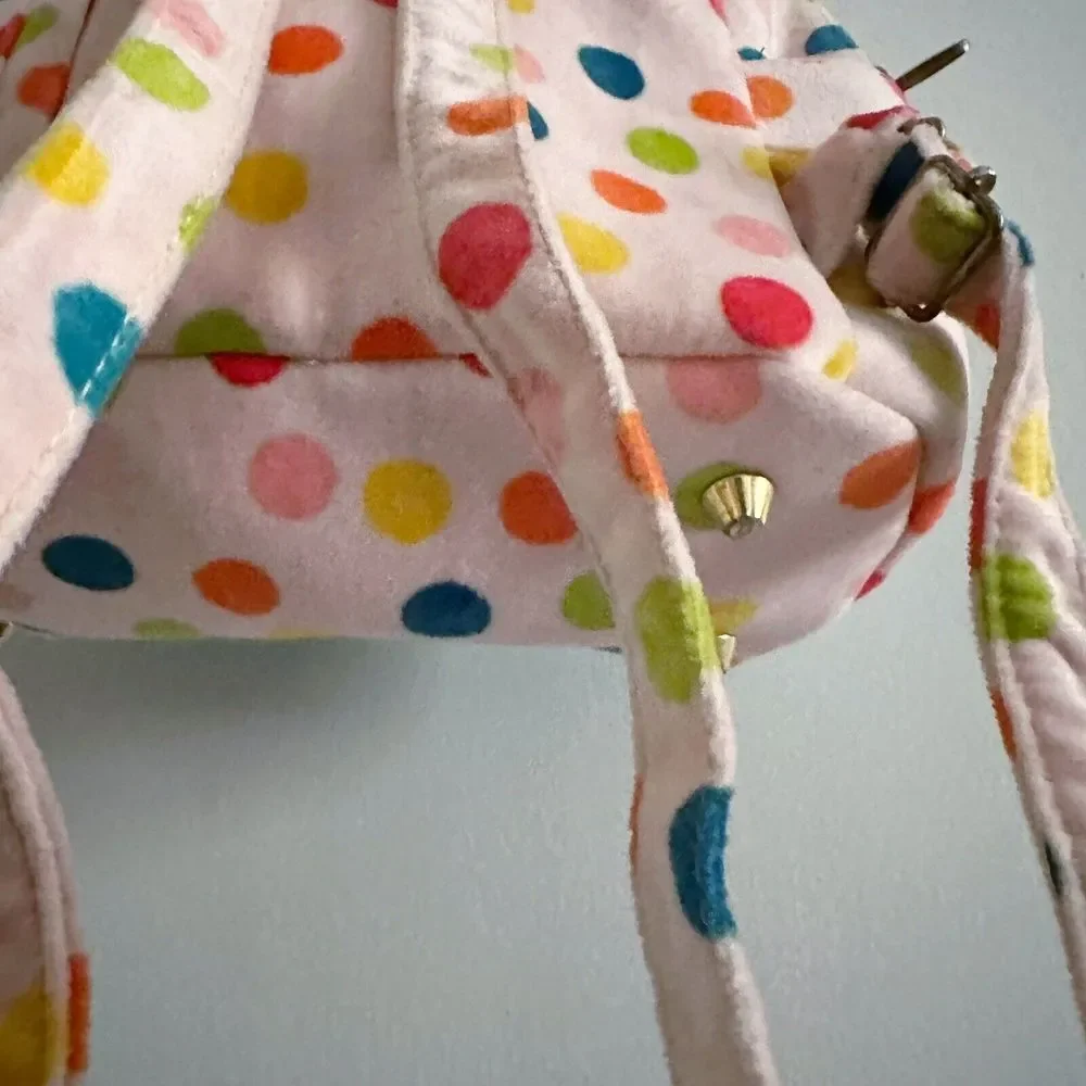 Falcony Pink Brad BackPack Day Bag Velvet Beaded Girly‎ Purse Gold Rose
